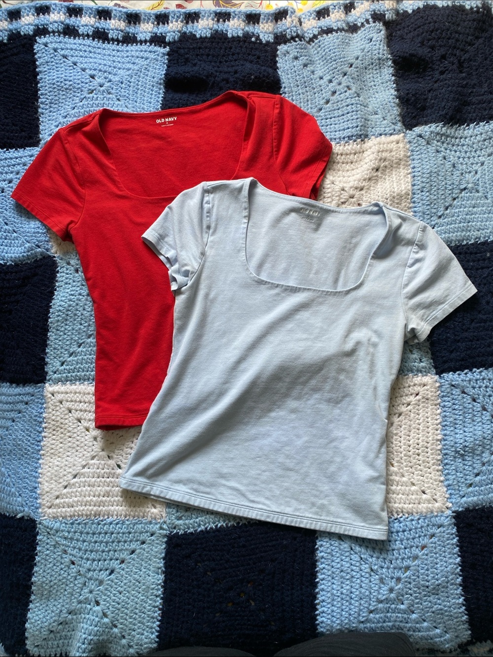 Old Navy Short-Sleeve Scoop Neck Tees - Red & Light Blue
